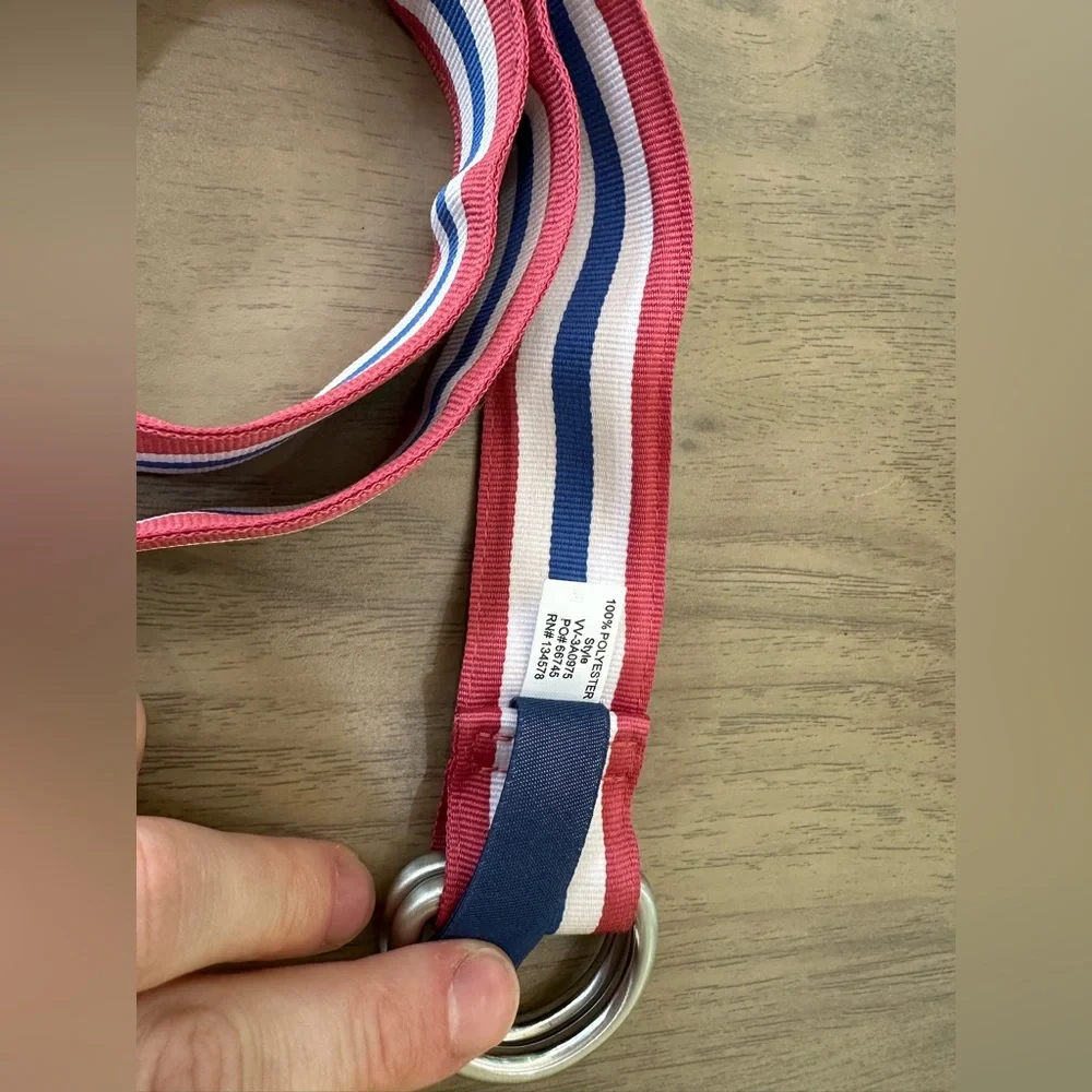 Vineyard Vines Boys Edgartown Stripe D-Ring Mariner L Belt - USA Patriotic 🇺🇸
